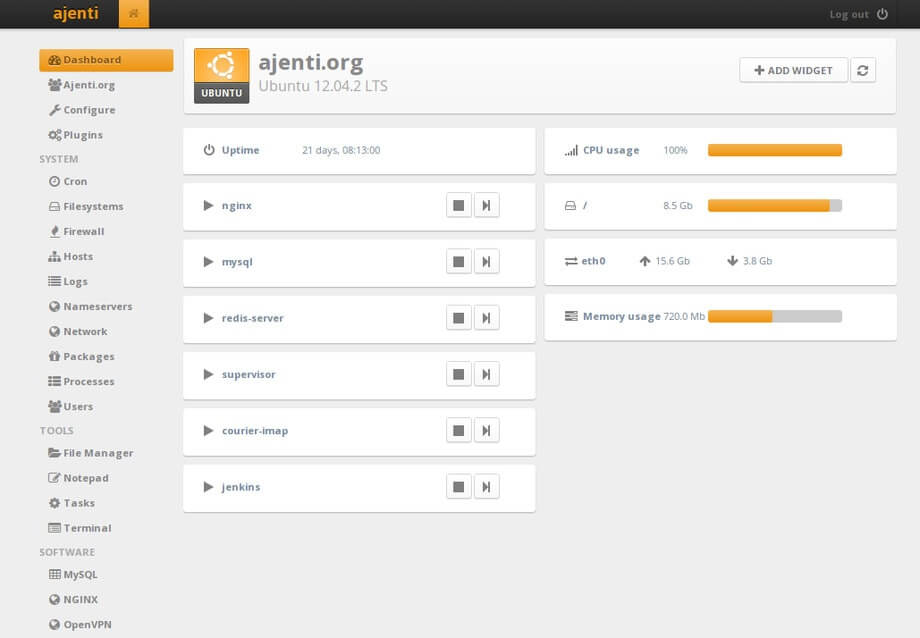 ajenti free control panel hosting e-padi