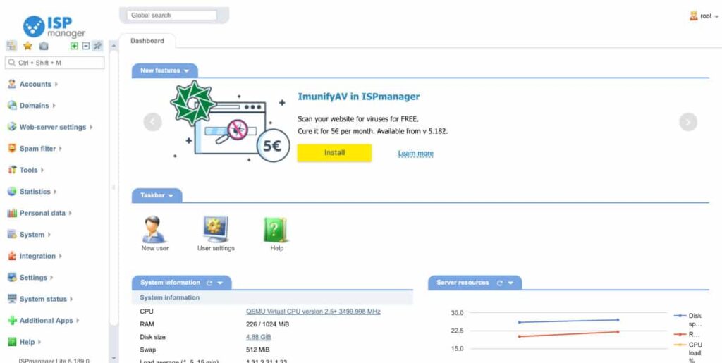 ISPmanager control panel hosting berbayar epadi