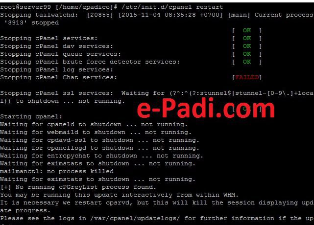 Bagaimana perintah cara restart cpanel yang benar