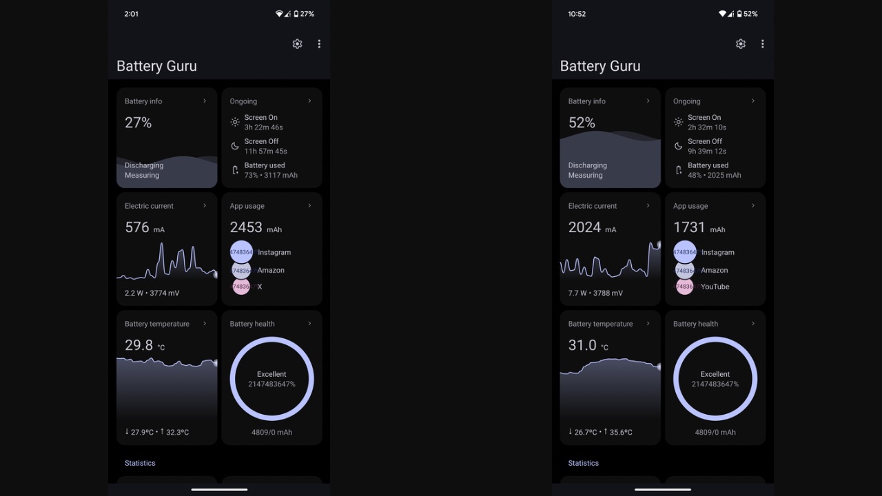 Pixel 9 Pro battery stats