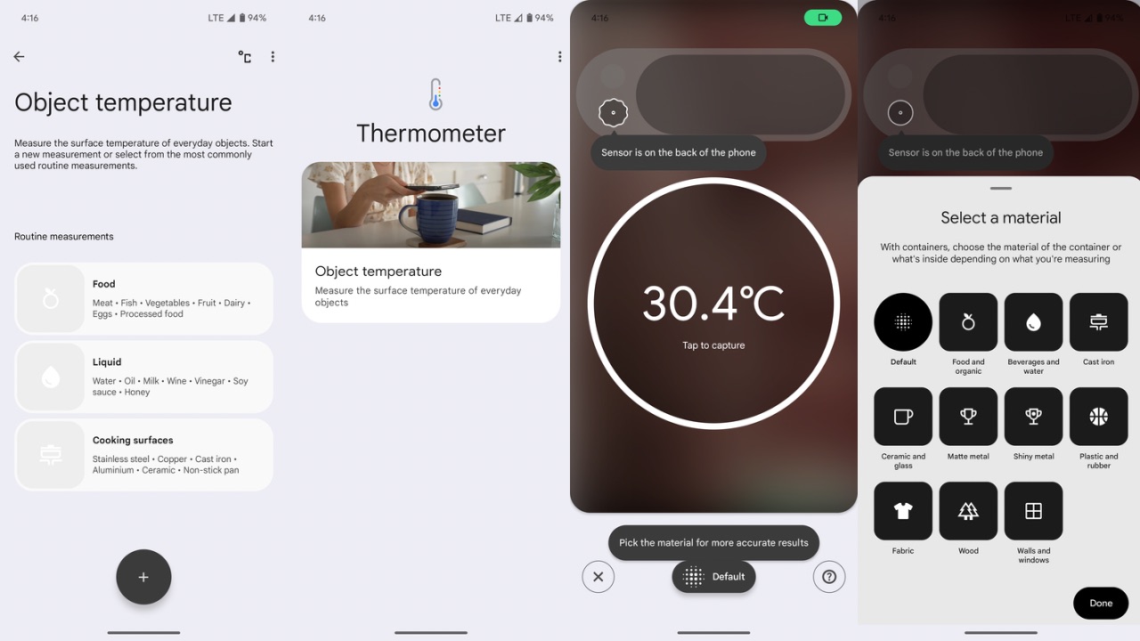 Pixel 9 Pro thermometer app