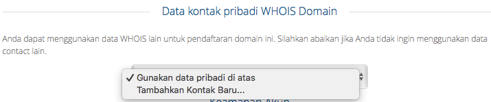 Data kontak pribadi WHOIS Domain