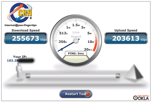 Hasil Speedtest langsung ke server CBN Indonesia