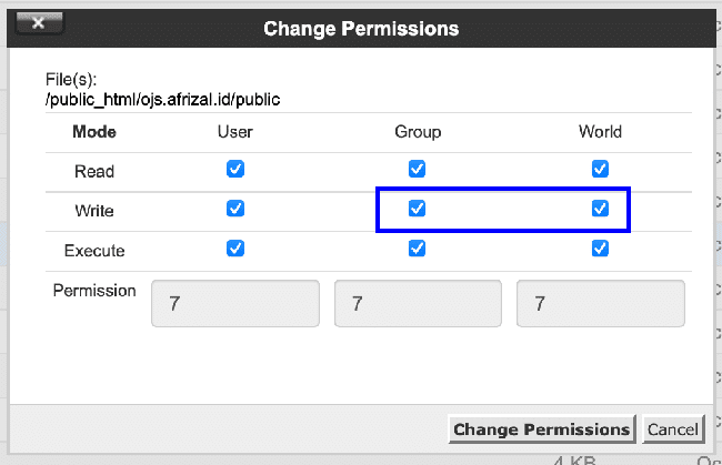 change permissions folder 777 by e-padi