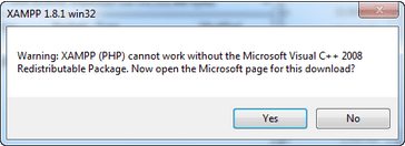 install xampp error language warning