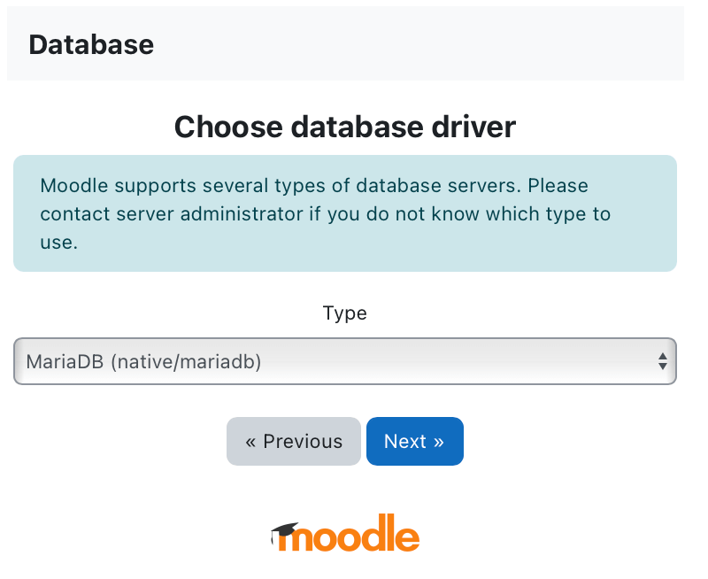 Moodle install - Choose database driver by epadi