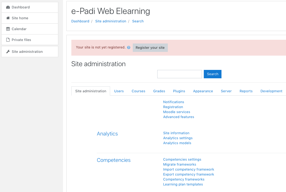 Moodle Site Administration by e-Padi