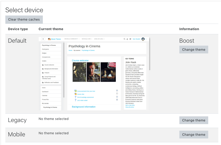 Moodle Theme selector