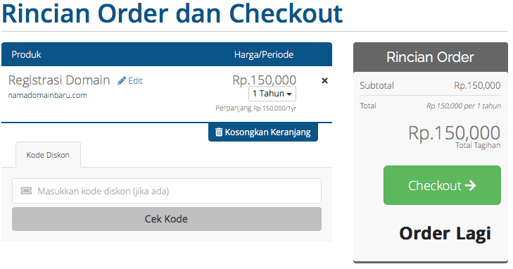 rincian order domain epadi
