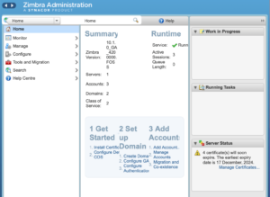 zimbra-hosting-administrator-interface-epadi Zimbra mail hosting server - administration interface - epadi